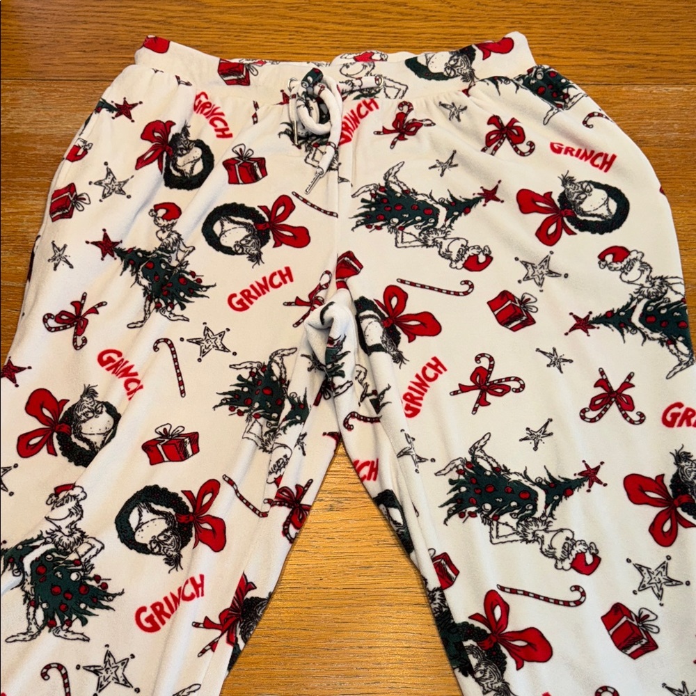 Primark White and Red Grinch Pajama Pants